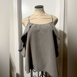 Everly Grey Ruffle Top, size L